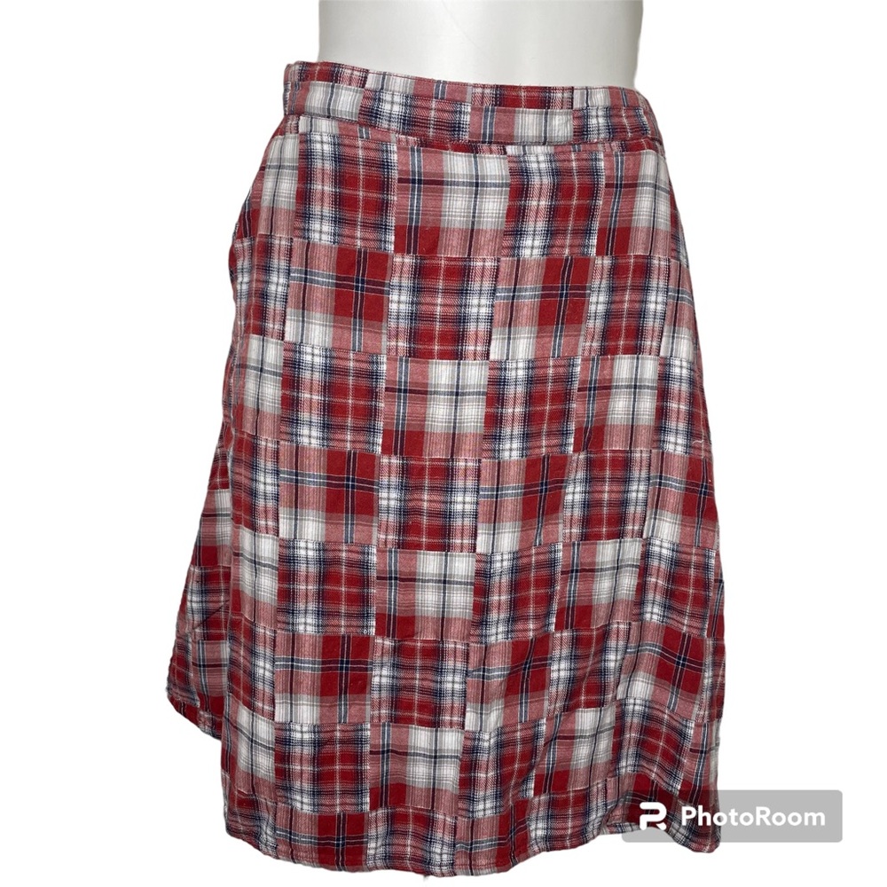 Ellen Orton Plaid Patchwork Flannel Wrap Skirt Me… - image 1